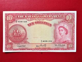 1953 Bahamas 10 Shillings Old Banknote