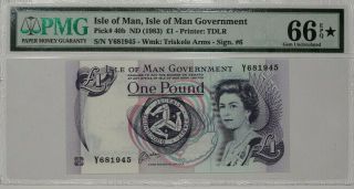 1983 Isle Of Man Government 1 Pound Pmg 66 Gem Unc Pick 40b Epq Star Grade (045