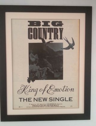 Big Country King Of Emotion 1988 Rare Poster Ad Framed Fast World Ship