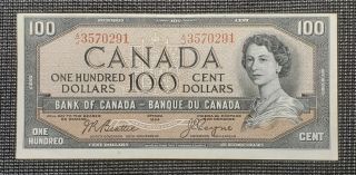 Canada 1954 Beattie Coyne Bc - 43a $100.  00 Banknote Aj 3570291