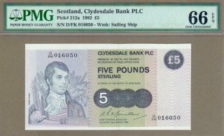 Scotland: 5 Pounds Banknote,  (unc Pmg66),  P - 212a,  29.  03.  1982,
