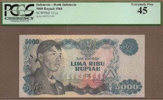 Indonesia: 5000 Rupiah Banknote,  (xf Pcgs45),  P - 111a,  1968,