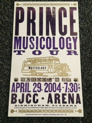 Prince Musicology Promo Poster Bjcc Arena (birmingham) Hatch Show Print 04/29/04