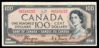 1954 Bank Of Canada $100 Devil Face - Fine - Coyne Towers - A/j 0518152 Cb54