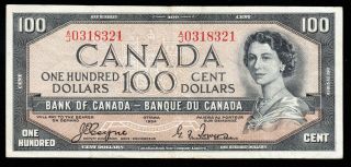 1954 Bank Of Canada $100 Devil Face - Vf - Coyne Towers - A/j 0318321 Cb55