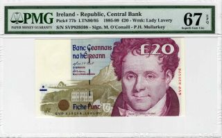 Ireland - Republic £20 Ltn90/95 1995 - 99 P - 77b Pmg Gem Unc 67 Epq