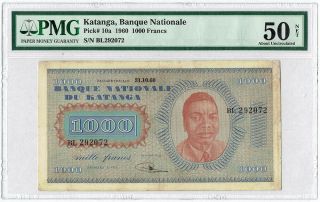 Katanga 1000 Francs 1960,  Pmg 50 Net,  Banque Nationale,  P - 10a