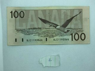 1988 Canadian $100 Banknote.  Circulated.  2 Of 3