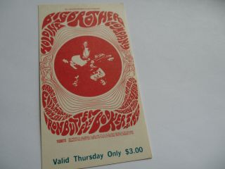 Big Brother & Holding Co.  Original_1968_fillmore Concert Ticket_janis Joplin