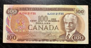 1975 $100 Bank Of Canada Crow Bouey Prefix:aje - Almost Unc