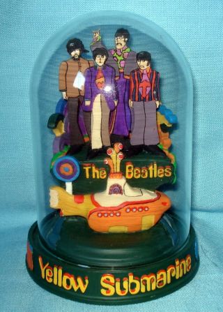 1997 The Beatles " Yellow Submarine " Franklin Glass Domed Music Box