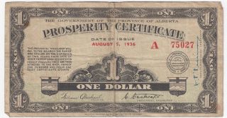 1936 Government Of Alberta Prosperity Certificate $1 With 12 Stamps