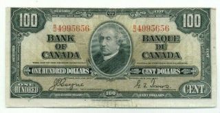 1937 Bank Of Canada 100$ Gordon/towers Avg