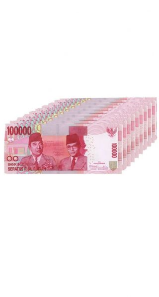 Indonesian Rupiah 100,  000 X 10 = 1 Million (1,  000,  000) Idr Circulated Indonesia