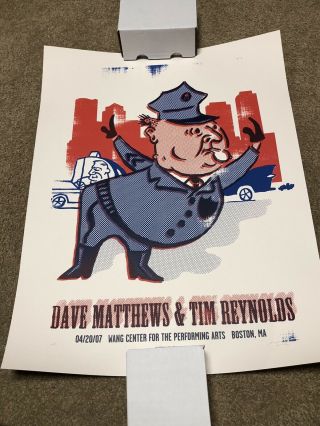 2007 Dave Matthews Tim Reynolds Boston Cop Concert Poster 4/20 Wang Ap