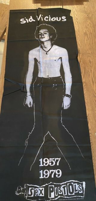 Vintage Sid Vicious Sex Pistols Large Fabric Poster Banner 22x64 Inch 1989 Usa