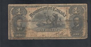 1898 Dominion Of Canada 1 Dollar Bank Note
