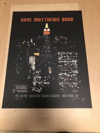 Dave Matthews Band Dmb Poster 9/10/08 Madison Square Garden York Ny
