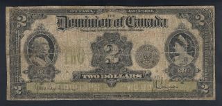 1914 Dominion Of Canada 2 Dollars Bank Note