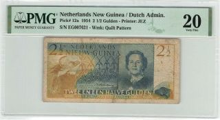 Netherlands Guinea 2½ Gulden 1954 Indies Pick 12 Indonesia Pmg Very Fine 20