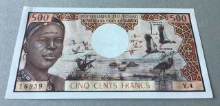 Chad - 500 Francs 1974 P 2a Almost Uncirculated