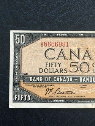 1954 $50 Canadian Modified Portrait Bank Note 3