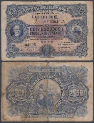 Portuguese Guinea,  2 1/2 Escudo,  1921,  Vf (pinholes & Small Edge Notches),  P - 13
