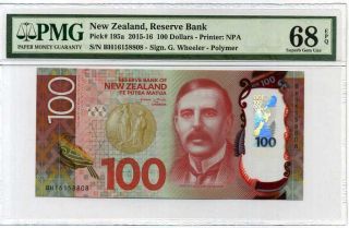 Zealand 100 Dollars 2015 / 2016 P 195 Gem Unc Pmg 68 Epq Nr