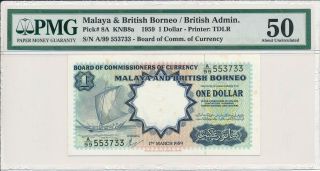 Board Of Comm.  Of Currency Malaya & British Borneo $1 1959 Pmg 50