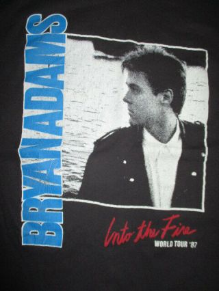 Vintage Tee Jays Label 1987 Bryan Adams Into The Fire Concert Tour (med) T - Shirt