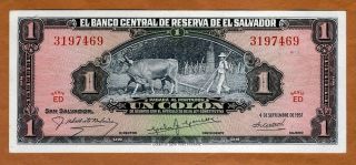 El Salvador,  1 Colone,  1957,  P - 93,  Ed,  Unc Columbus,  Pre - Usd$,  Scarce