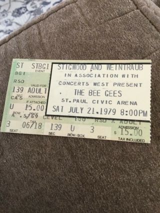 The Bee Gees 1979 Concert Ticket Stub St Paul Civic Center