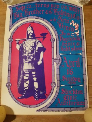 Vintage Big Brother And The Holding Company Breed 1967 Concert Poster