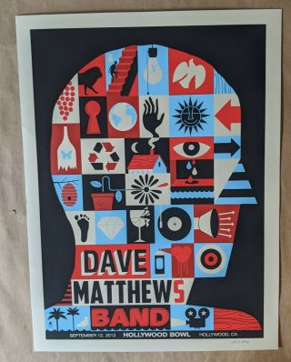 Dave Matthews Band Dmb Poster 9/12/12 Hollywood Bowl - Hollywood,  Ca