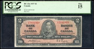 1937 Bank Of Canada $2 Banknote - Osborne Signature S/n: A/b7891969