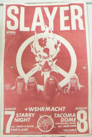 Slayer/ Wehrmacht South Of Heaven Tour Concert Flyer 1988 Portland,  Or