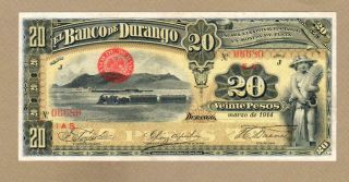 Mexico: 20 Pesos Banknote,  (xf),  P - S275c,  03.  1914,