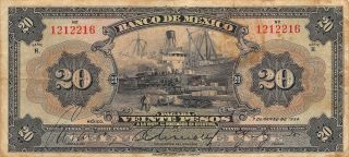 México 20 Pesos 7.  3.  1934 M 4617g Series H Circulated Banknote Mx12