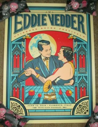 Eddie Vedder Concert Gig Poster Print Florence Italy 6 - 15 - 19 2019 Pearl Jam
