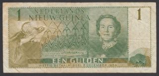 Netherlands Guinea 1 Gulden 1954,  F/vf,  Pick 11a