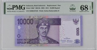 Indonesia 10000 Rupiah 2005/2011 P 150 B Replacement Gem Unc Pmg 68 Epq