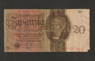 Germany,  20 Reichsmark Banknote,  1924,  Cat 176,  Books For $500.