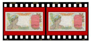 Pair French Indochina P - 82a 1947 - 1954 100 Piastres Riel Kip Dong Banknote Lao