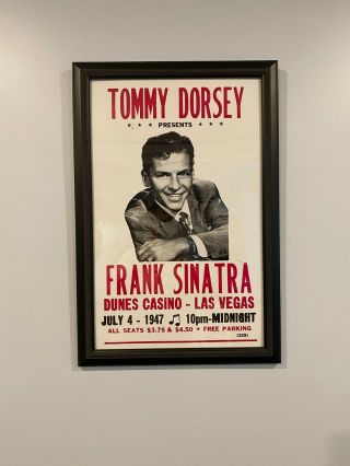 Frank Sinatra Tommy Dorsey 1947 Concert Poster Ad Las Vegas Dunes Casino Framed