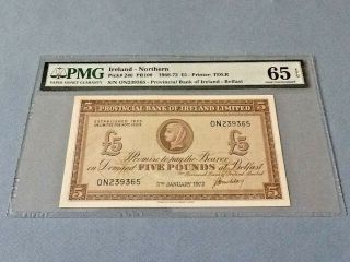Northern Ireland/ Provincial Bank Of Ireland Ltd.  P - 246a 1972 5 Pounds Pmg 65epq