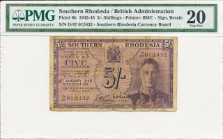 Southern Rhodesia Currency Board Southern Rhodesia 5 Shillings 1948 Pmg 20