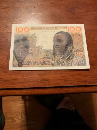 West African States 100 Francs 1959 - P - 2 - Fresh Choice Crisp Au/unc
