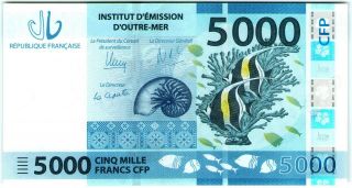 French Pacific Territories 5000 Francs 2004 P - 7 Unc Banknote - K172