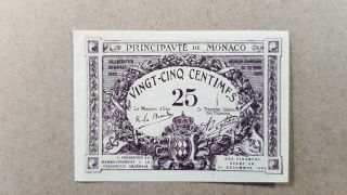 Monaco 25 Centimes Violet 1920 Uncirculated