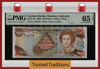 Tt Pk 37a 2006 Cayman Islands 100 Dollars Queen Elizabeth Ii Pmg 65 Epq Gem Unc